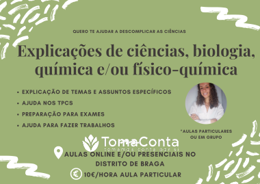 Explicação de ciências, biologia, química e/ou físico-química (BRAGA)